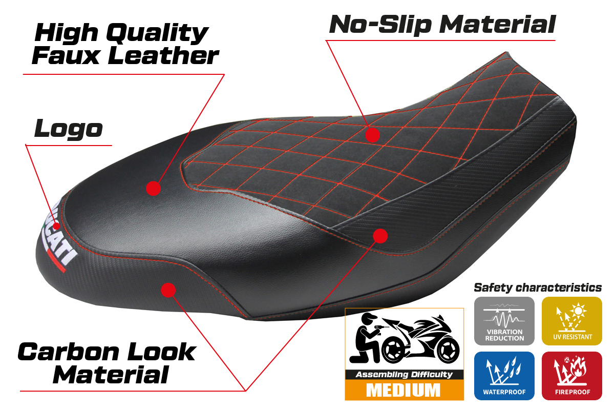 Seat cover compatible - Ducati Scrambler 400 / 800 / 1100 2015 - 2024 - mod Ischia Velvet