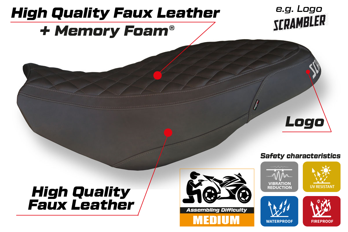 Seat cover compatible - Ducati Scrambler 400 / 800 / 1100 2015 - 2024 - mod Vintage Comfort System