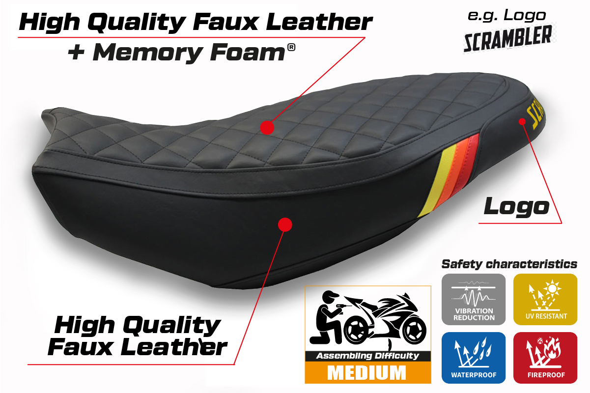 Seat cover compatible - Ducati Scrambler 400 / 800 / 1100 2015 - 2024 - mod Vintage Comfort System