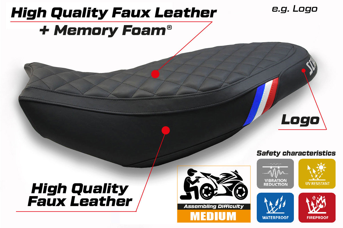 Seat cover compatible - Ducati Scrambler 400 / 800 / 1100 2015 - 2024 - mod Vintage Comfort System