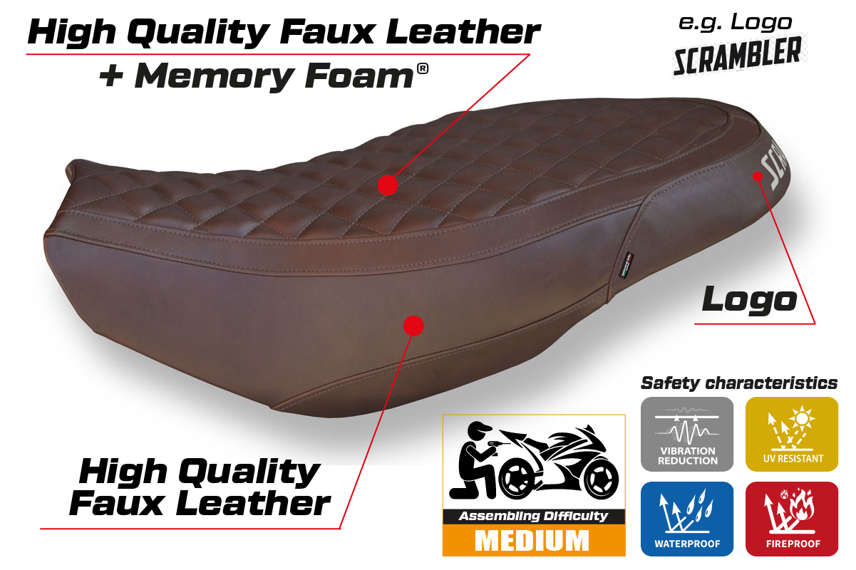 Seat cover compatible - Ducati Scrambler 400 / 800 / 1100 2015 - 2024 - mod Vintage Comfort System