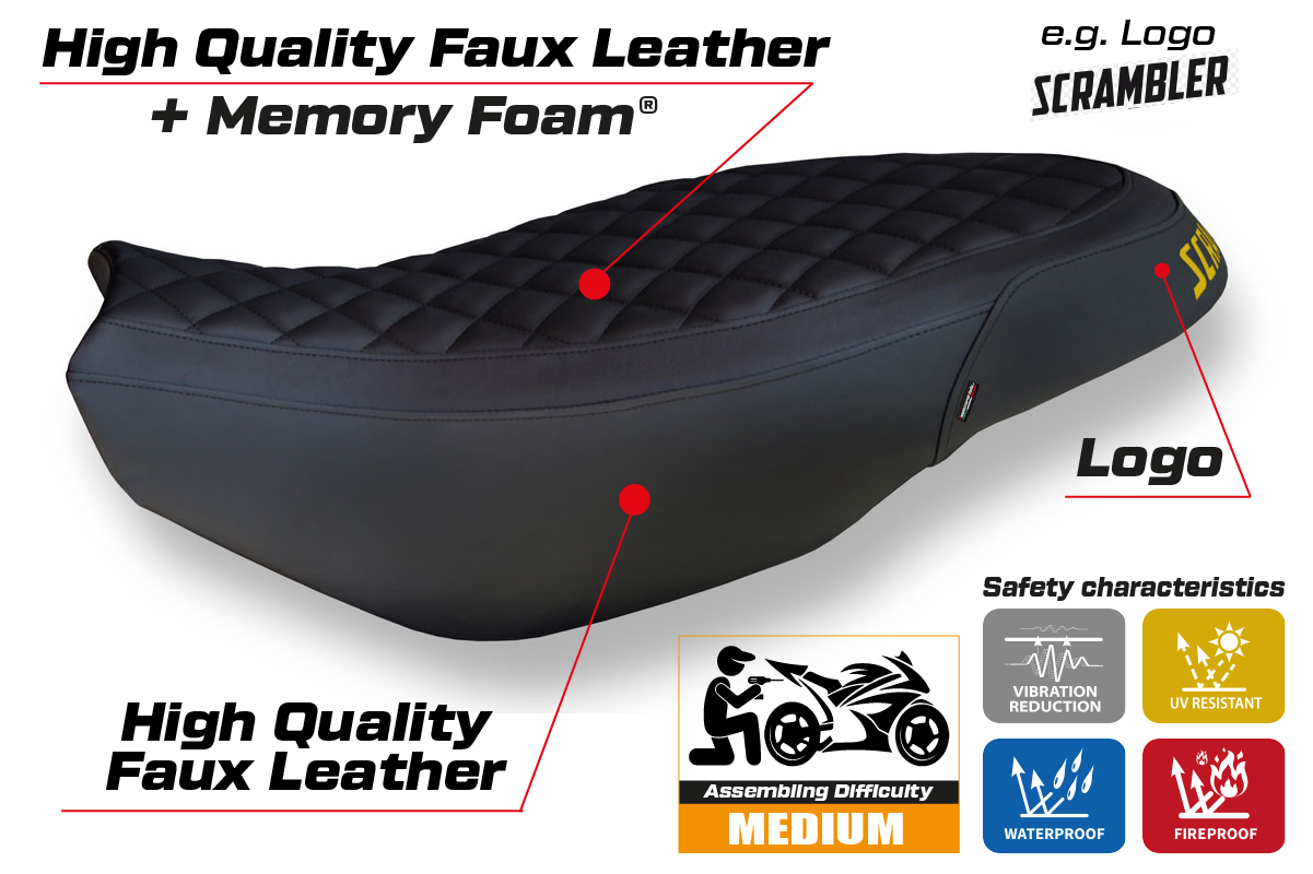 Seat cover compatible - Ducati Scrambler 400 / 800 / 1100 2015 - 2024 - mod Vintage Comfort System