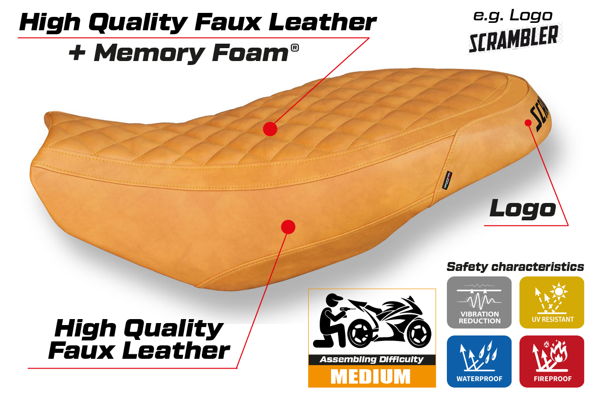 Seat cover compatible - Ducati Scrambler 400 / 800 / 1100 2015 - 2024 - mod Vintage Comfort System