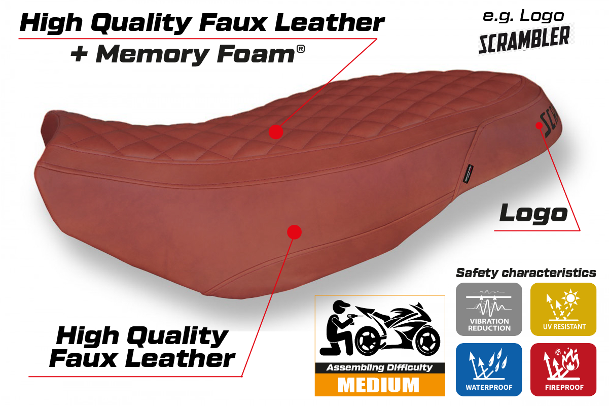Seat cover compatible - Ducati Scrambler 400 / 800 / 1100 2015 - 2024 - mod Vintage Comfort System