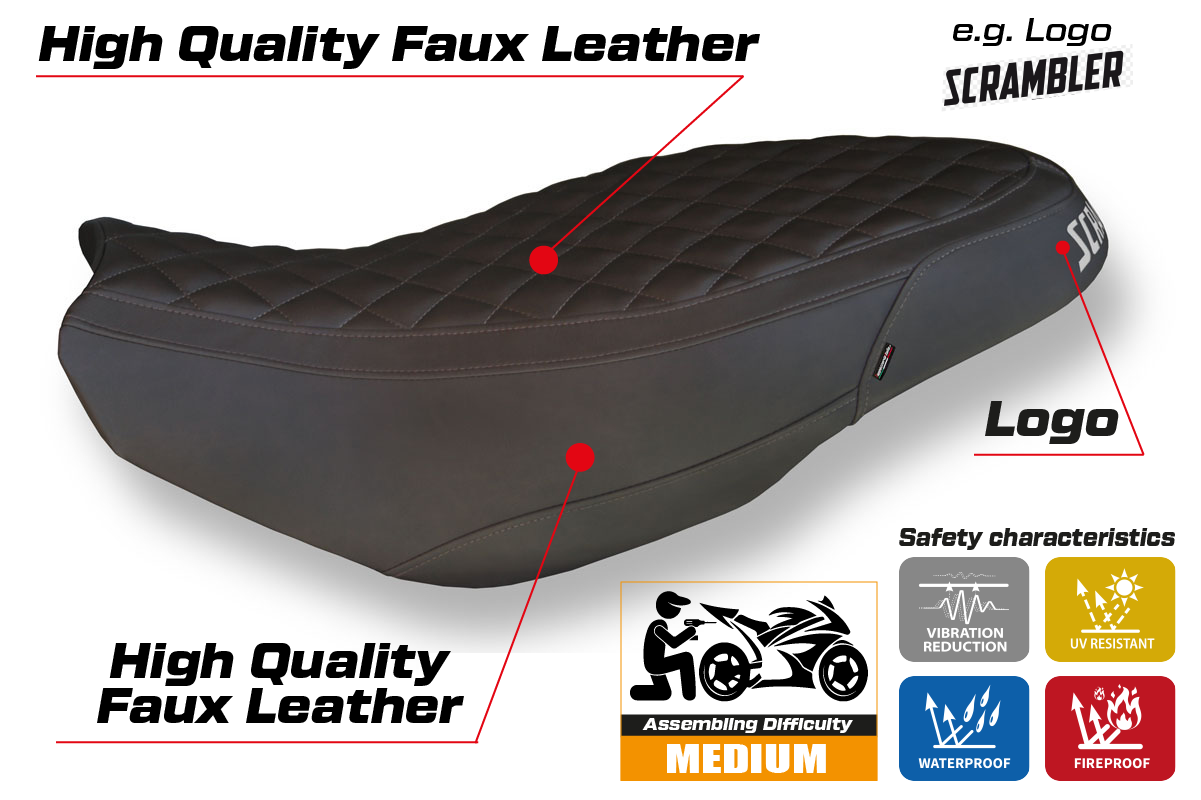 Seat cover compatible - Ducati Scrambler 400 / 800 / 1100 2015 - 2024 - mod Vintage
