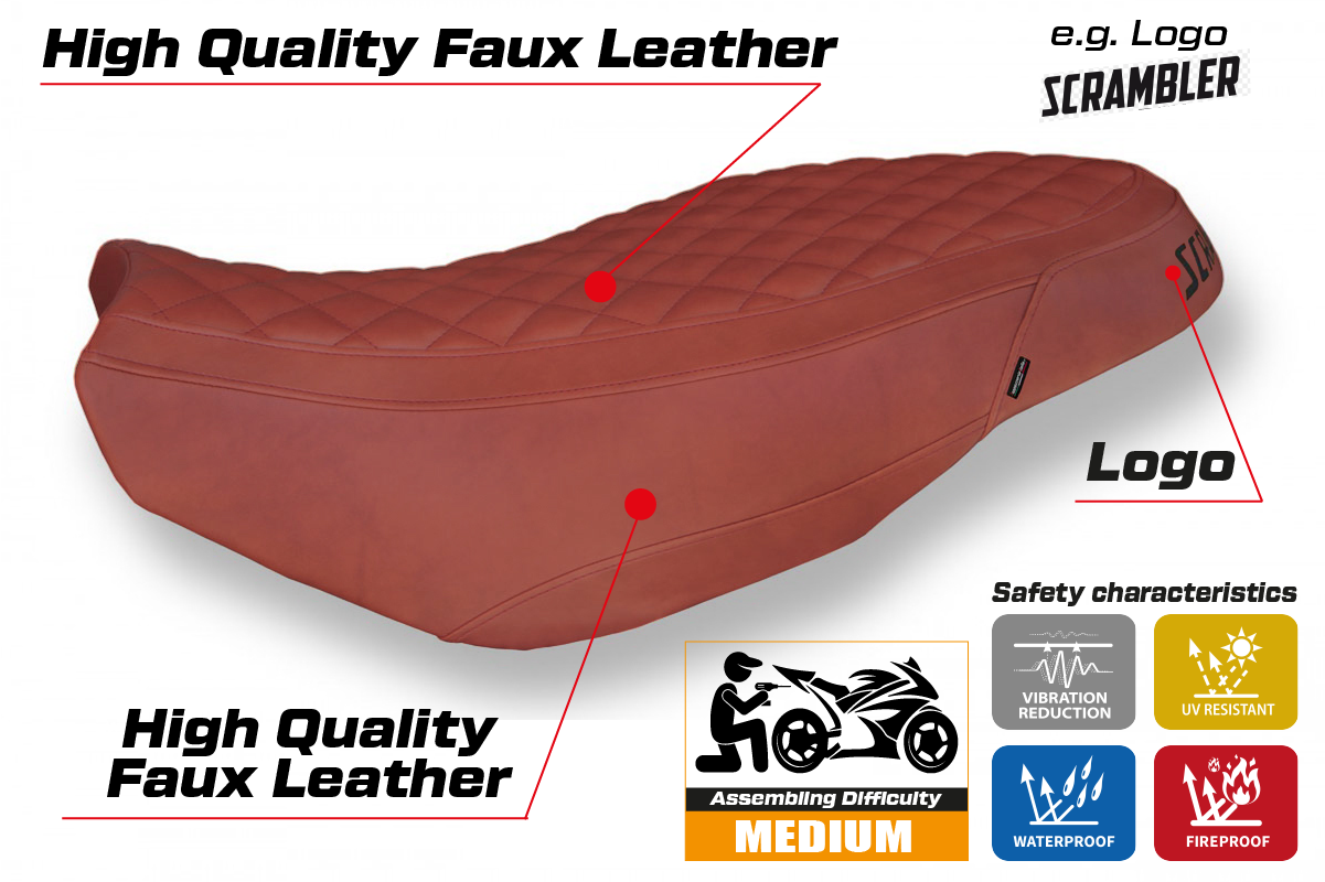 Seat cover compatible - Ducati Scrambler 400 / 800 / 1100 2015 - 2024 - mod Vintage
