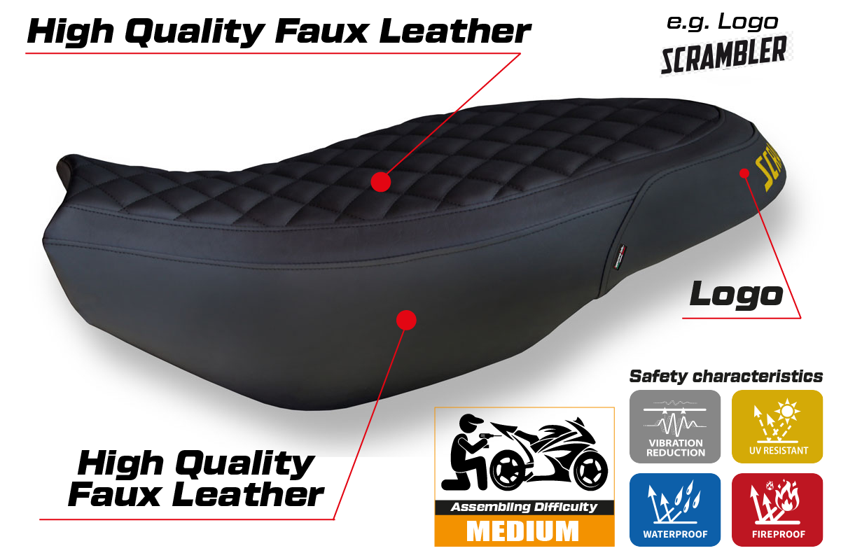 Seat cover compatible - Ducati Scrambler 400 / 800 / 1100 2015 - 2024 - mod Vintage
