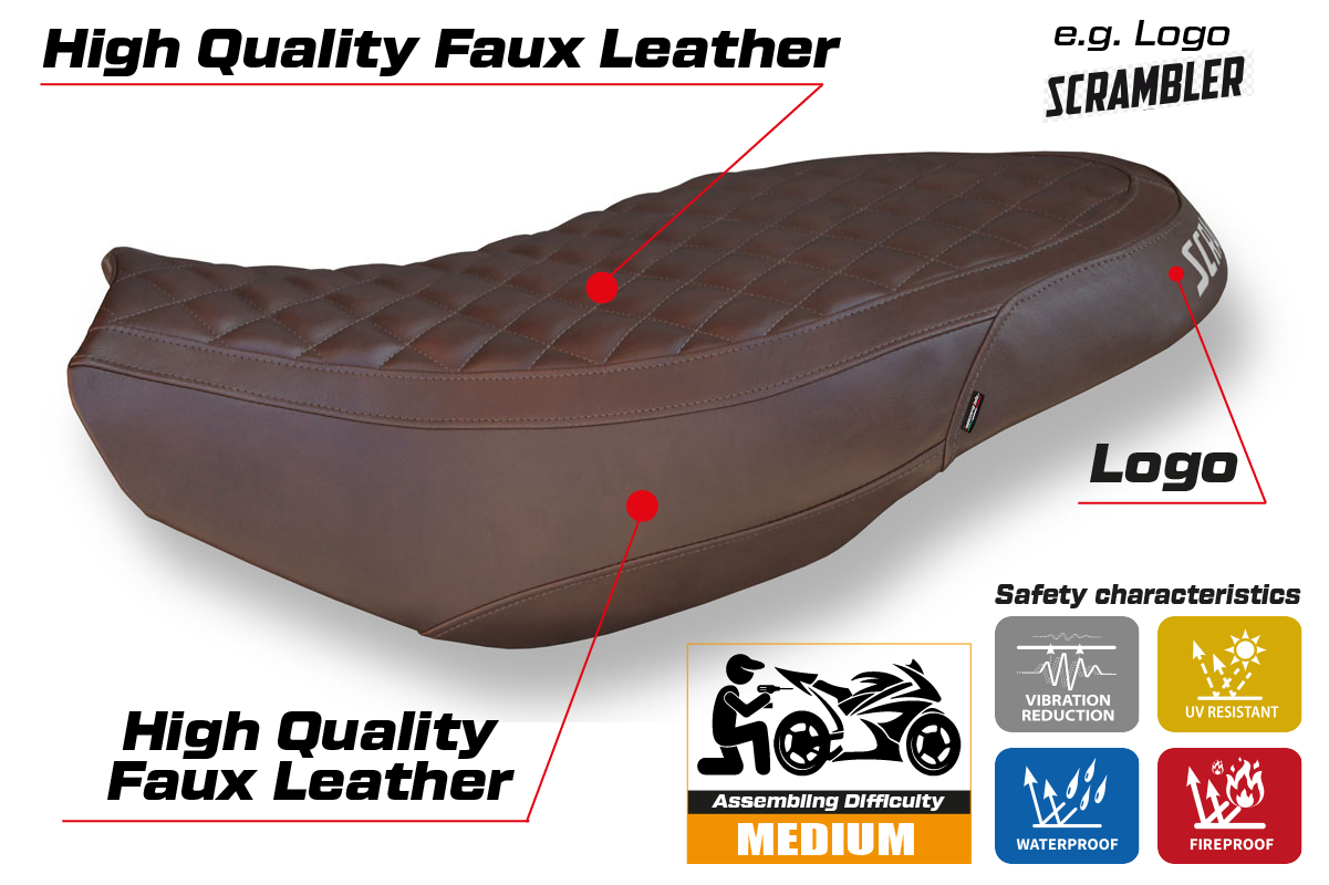 Seat cover compatible - Ducati Scrambler 400 / 800 / 1100 2015 - 2024 - mod Vintage