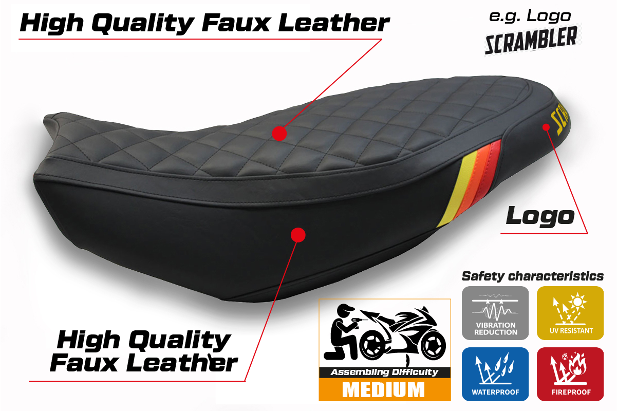 Seat cover compatible - Ducati Scrambler 400 / 800 / 1100 2015 - 2024 - mod Vintage