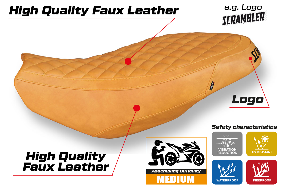 Seat cover compatible - Ducati Scrambler 400 / 800 / 1100 2015 - 2024 - mod Vintage