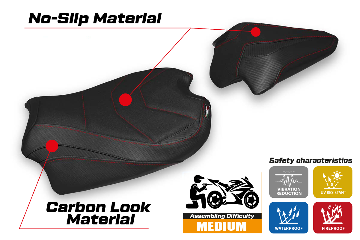 Seat cover compatible - Ducati Streetfighter V4 2020 - 2024 - mod Veles Ultragrip