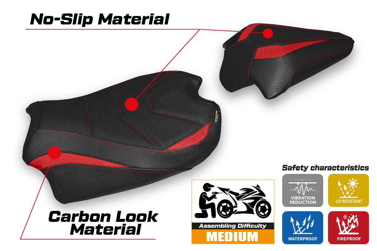 Seat cover compatible - Ducati Streetfighter V4 2020 - 2024 - mod Veles Ultragrip
