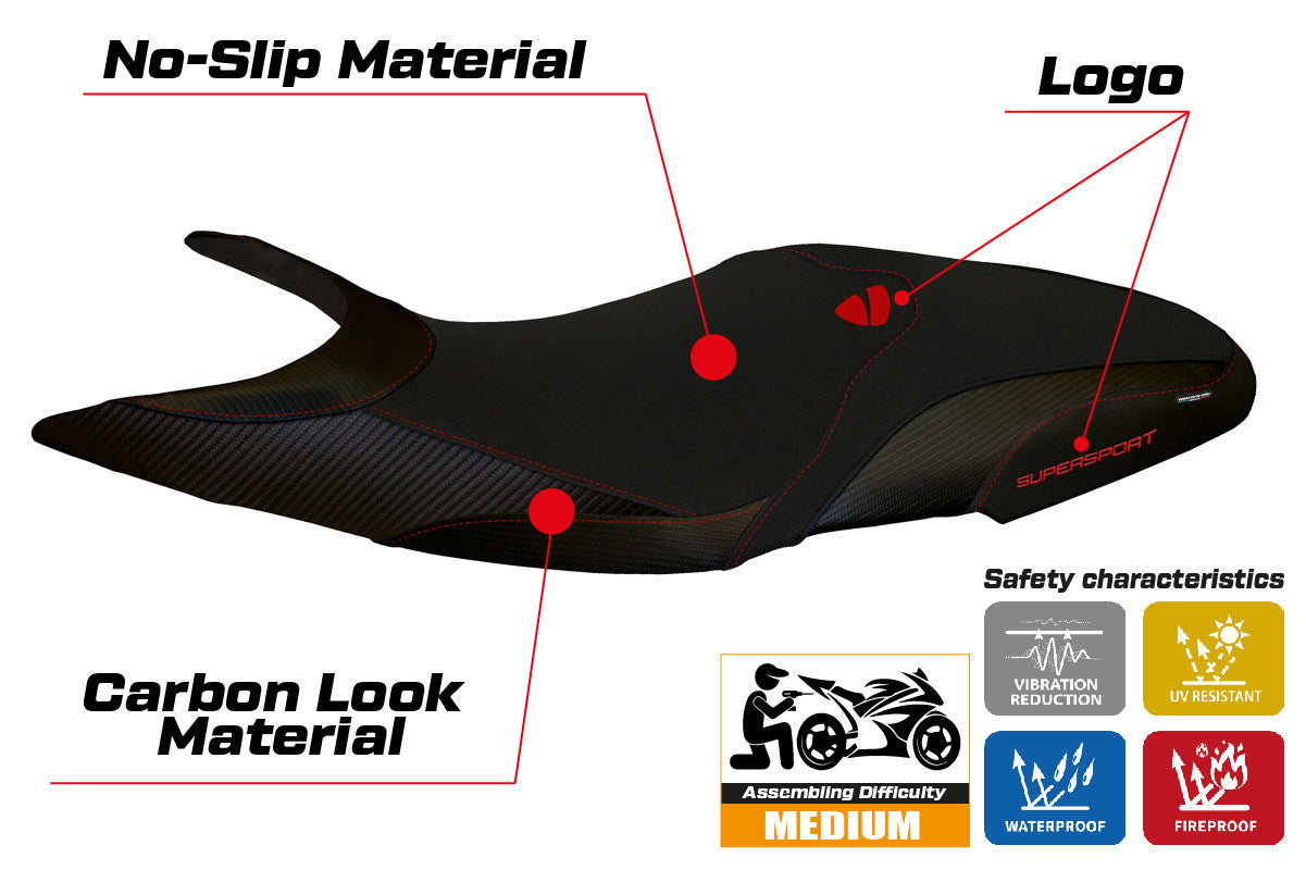 Seat cover compatible - Ducati Super Sport 2017 - 2024 - mod Massa 2