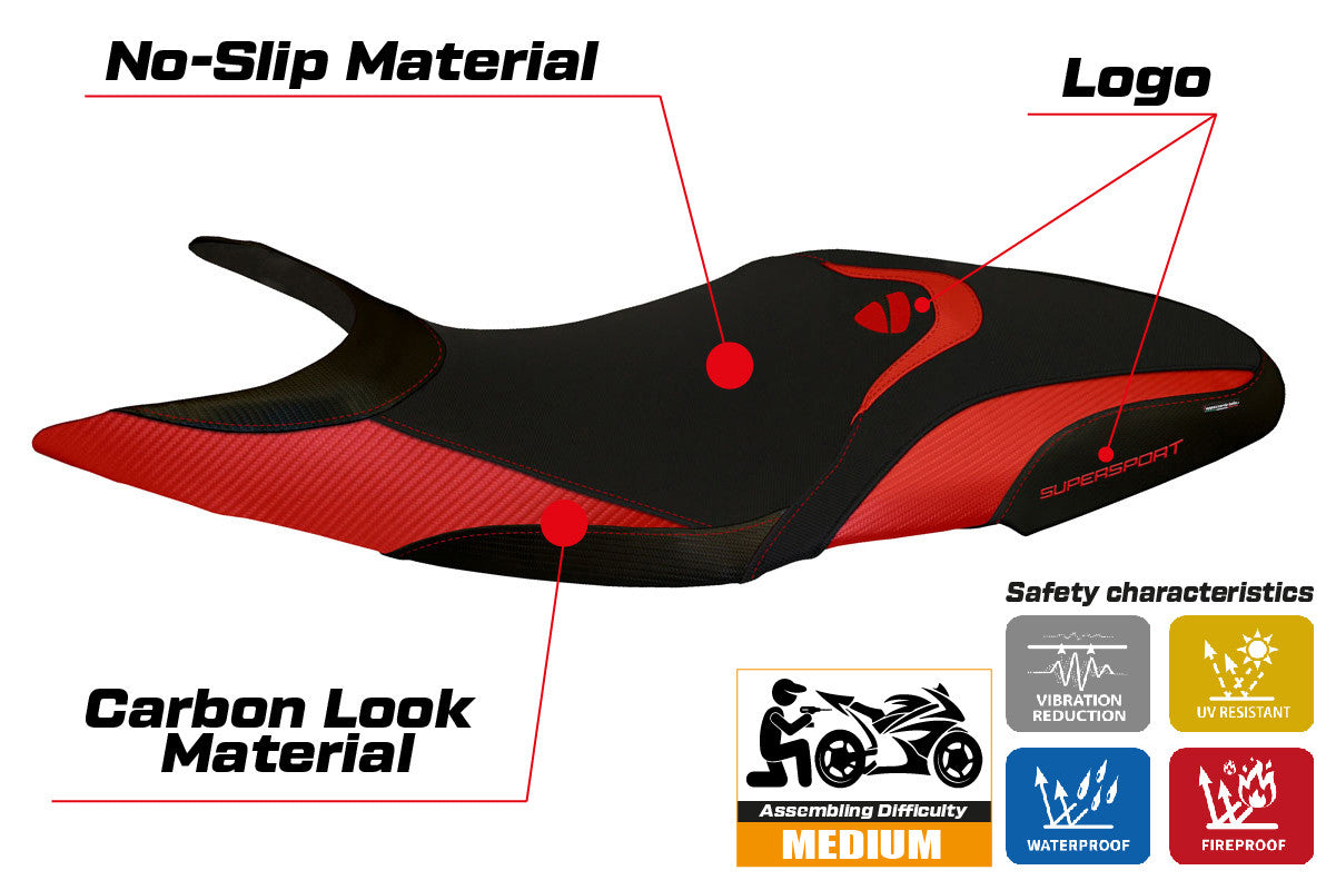 Seat cover compatible - Ducati Super Sport 2017 - 2024 - mod Massa 2