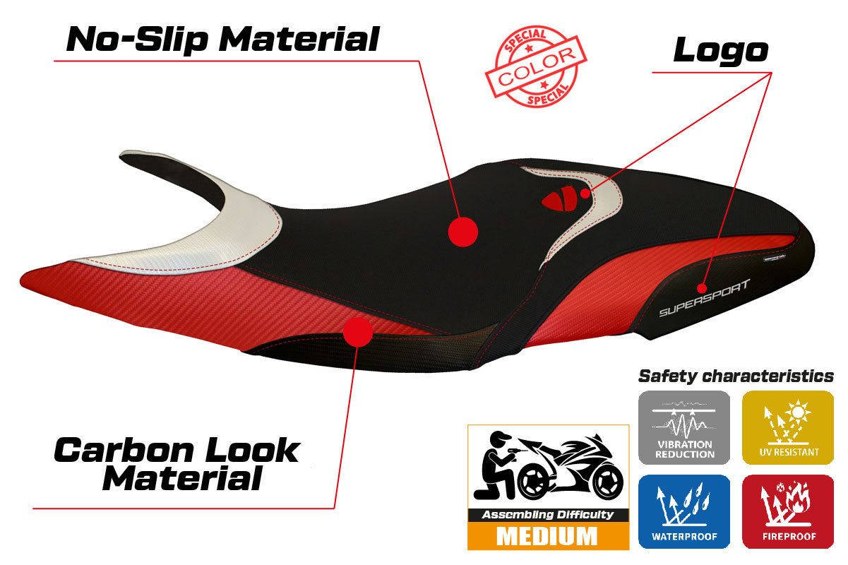 Seat cover compatible - Ducati Super Sport 2017 - 2024 - mod Massa Special Color