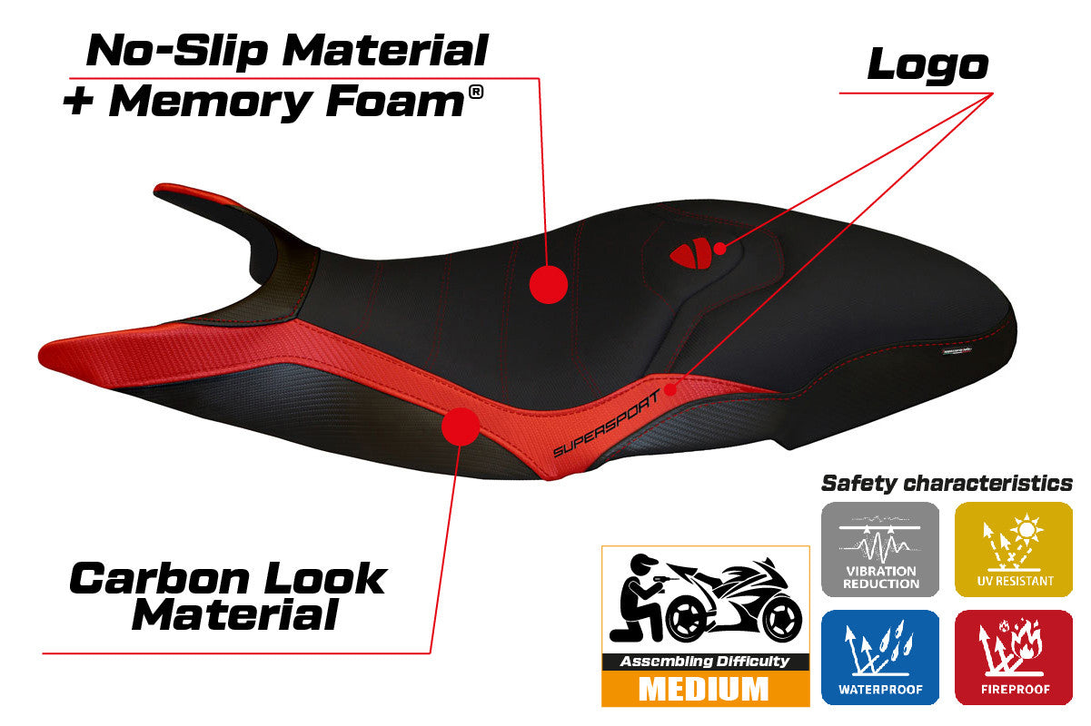 Seat cover compatible - Ducati Super Sport 2017 - 2024 - mod Pistoia 3 Comfort System