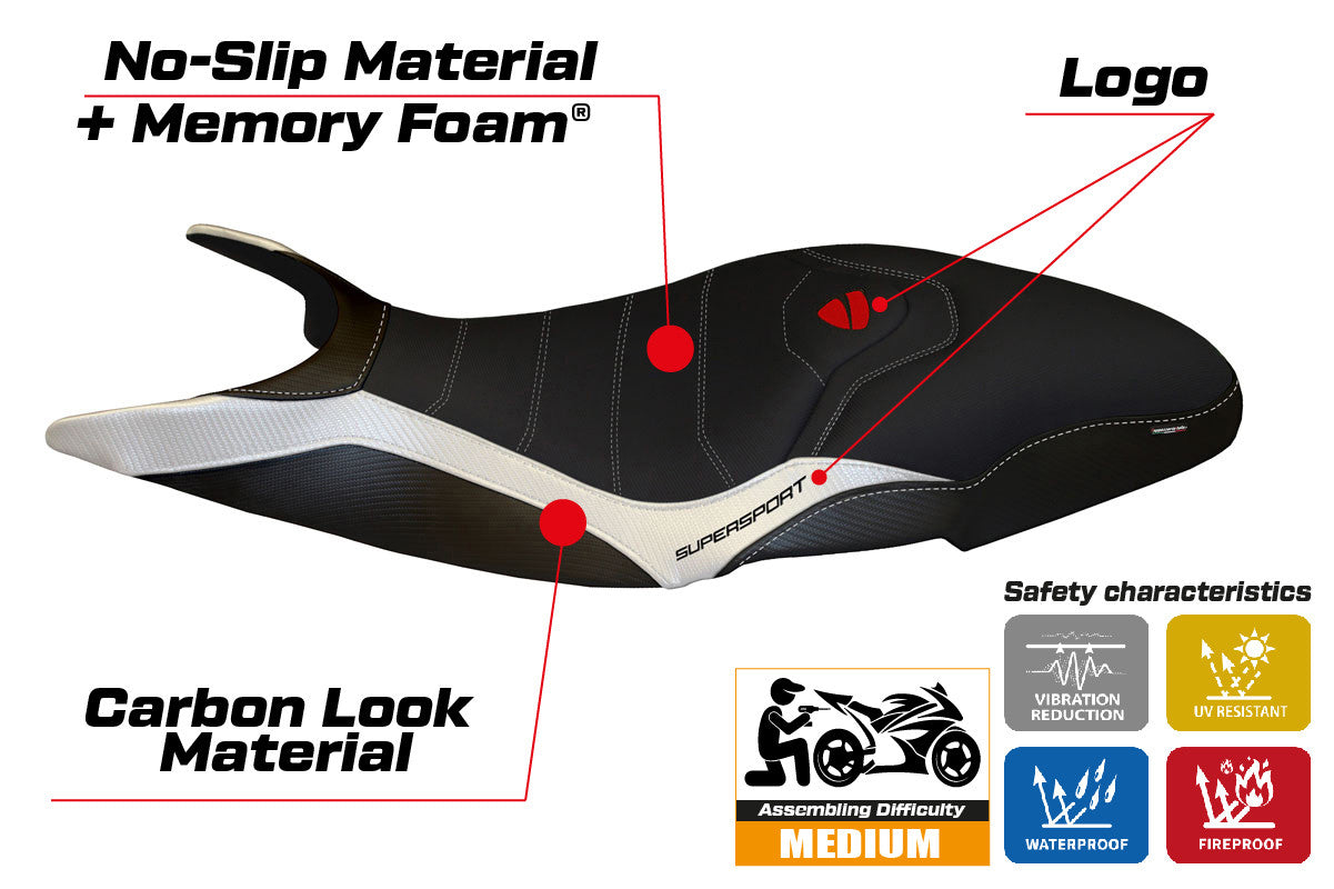 Seat cover compatible - Ducati Super Sport 2017 - 2024 - mod Pistoia 3 Comfort System