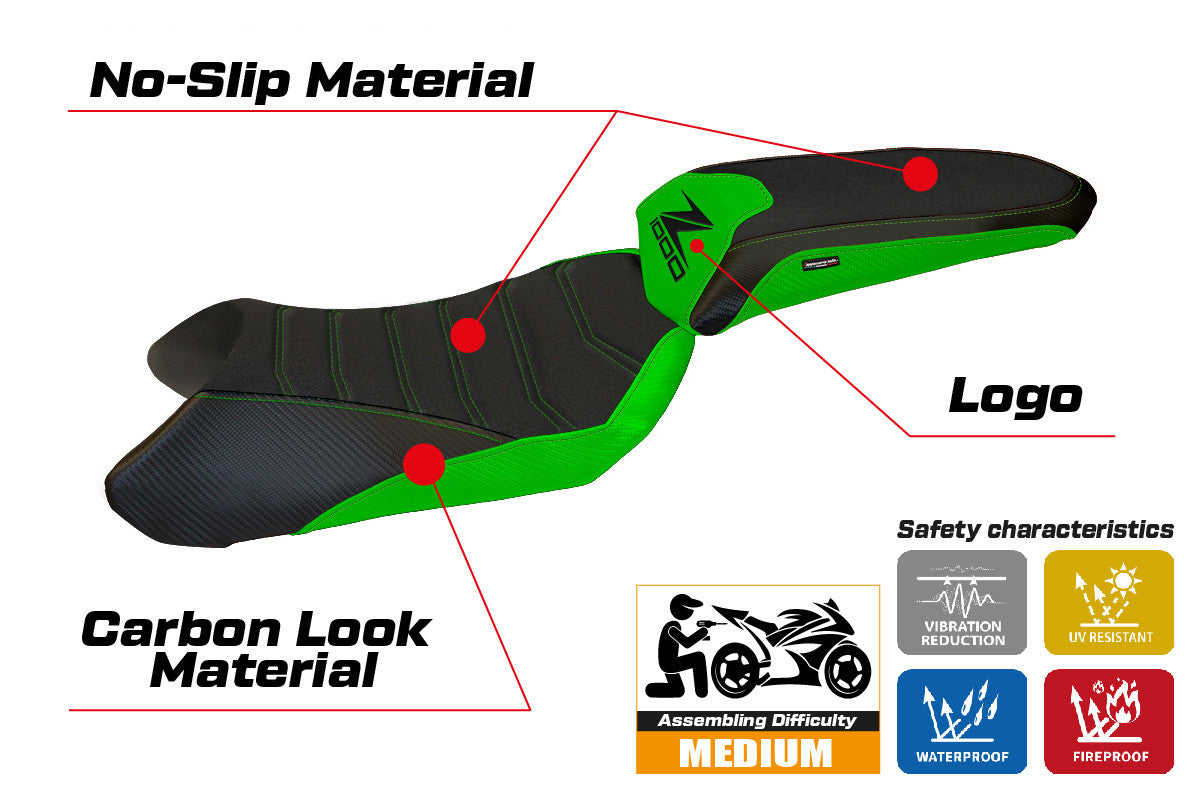 Seat cover compatible - Kawasaki Z 1000 SX  2011 - 2016 - mod Cosenza 1 Ultragrip