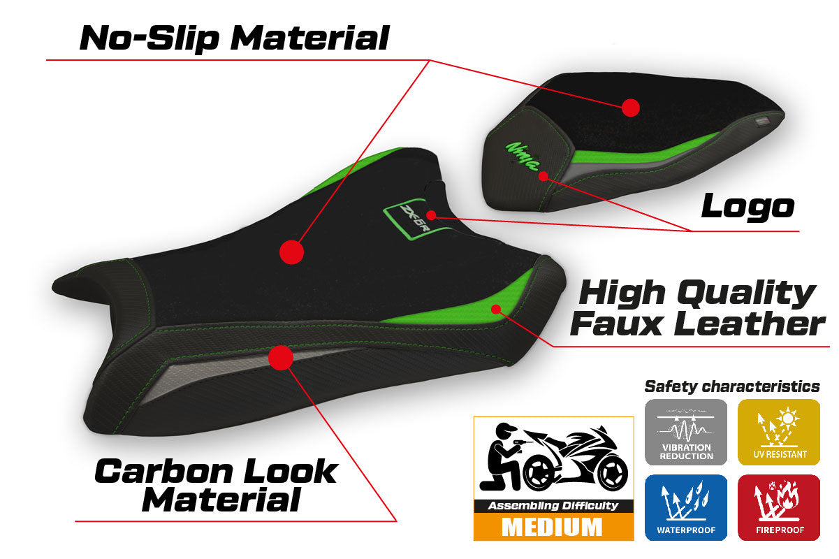 Seat cover compatible - Kawasaki Ninja ZX 6 R 2019-2025 - mod Gaviao Special Color