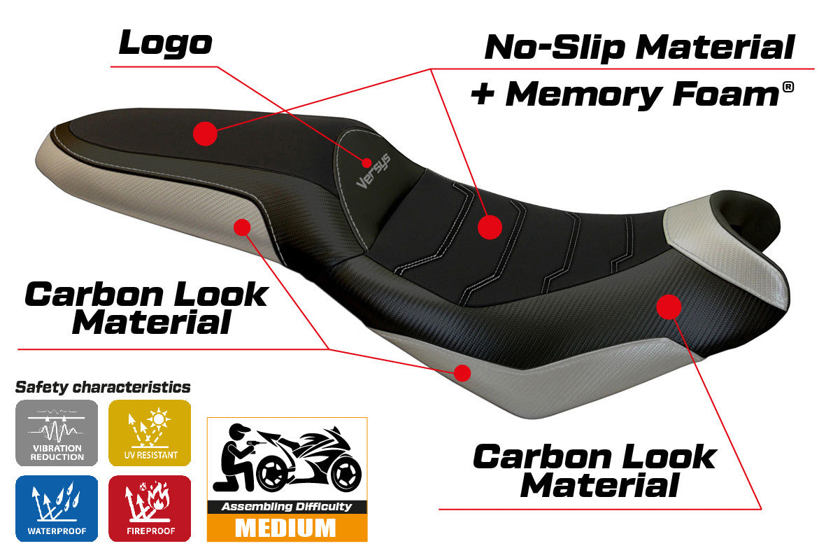 Seat cover compatible - Kawasaki Versys 650 2007-2025 - mod Elba 2 Comfort System