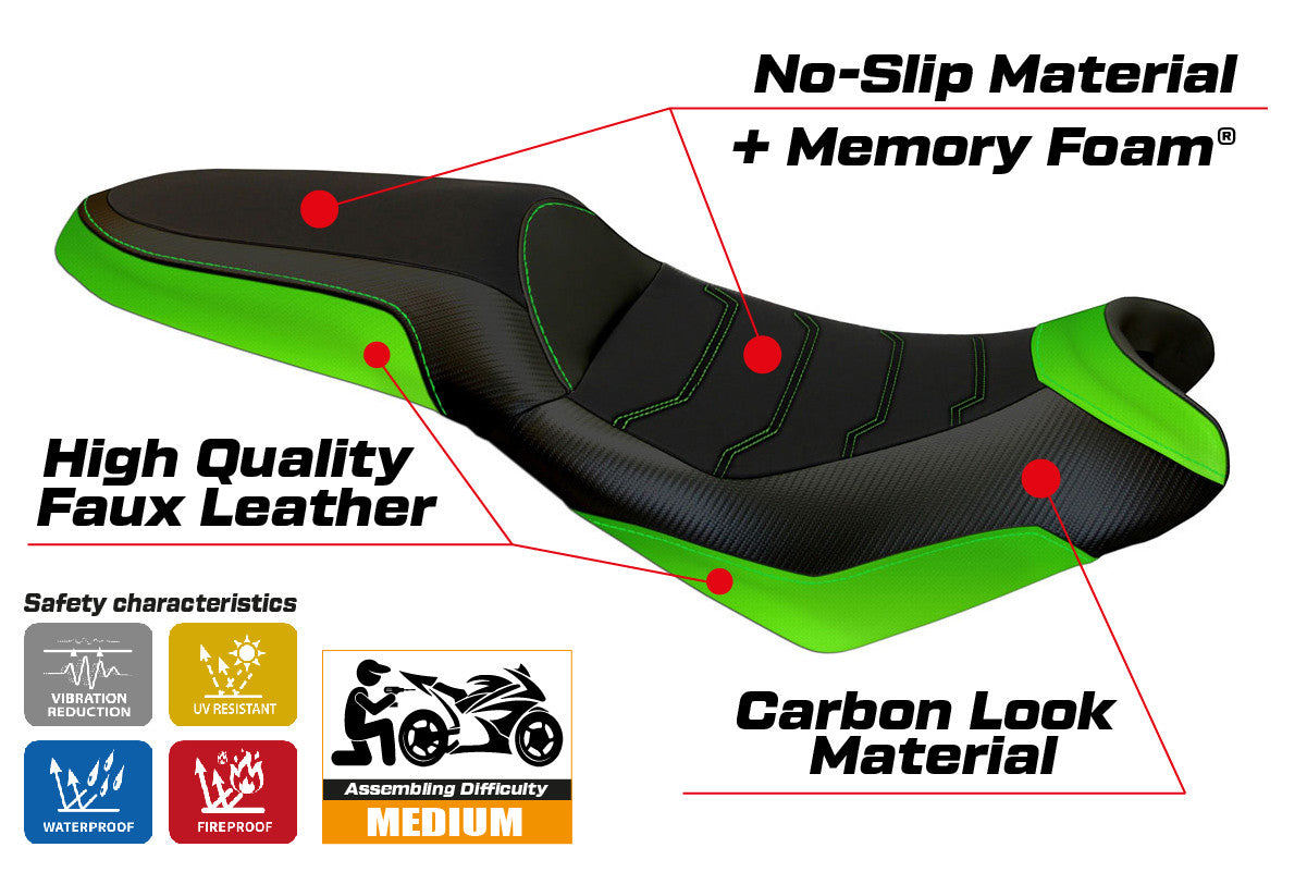 Seat cover compatible - Kawasaki Versys 650 2007-2025 - mod Elba 2 Comfort System