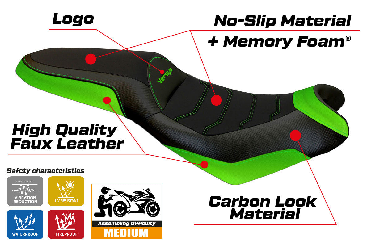 Seat cover compatible - Kawasaki Versys 650 2007-2025 - mod Elba 2 Comfort System