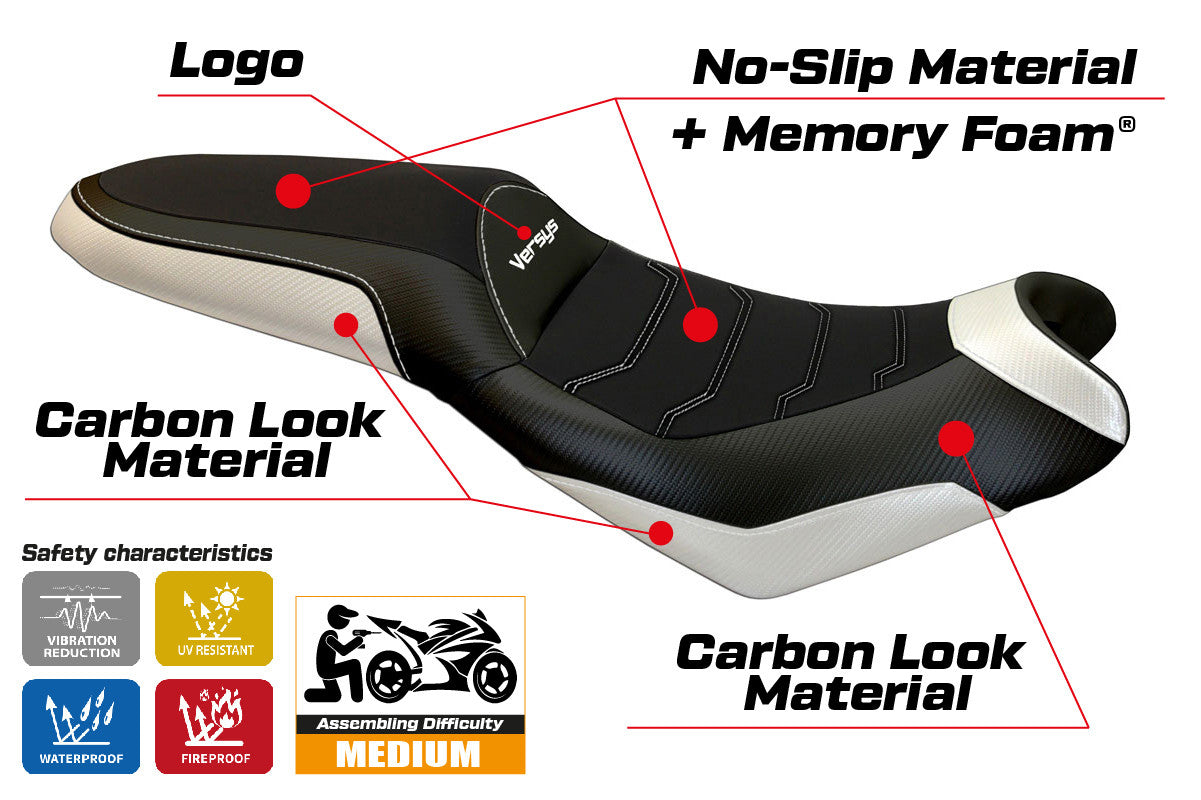 Seat cover compatible - Kawasaki Versys 650 2007-2025 - mod Elba 2 Comfort System