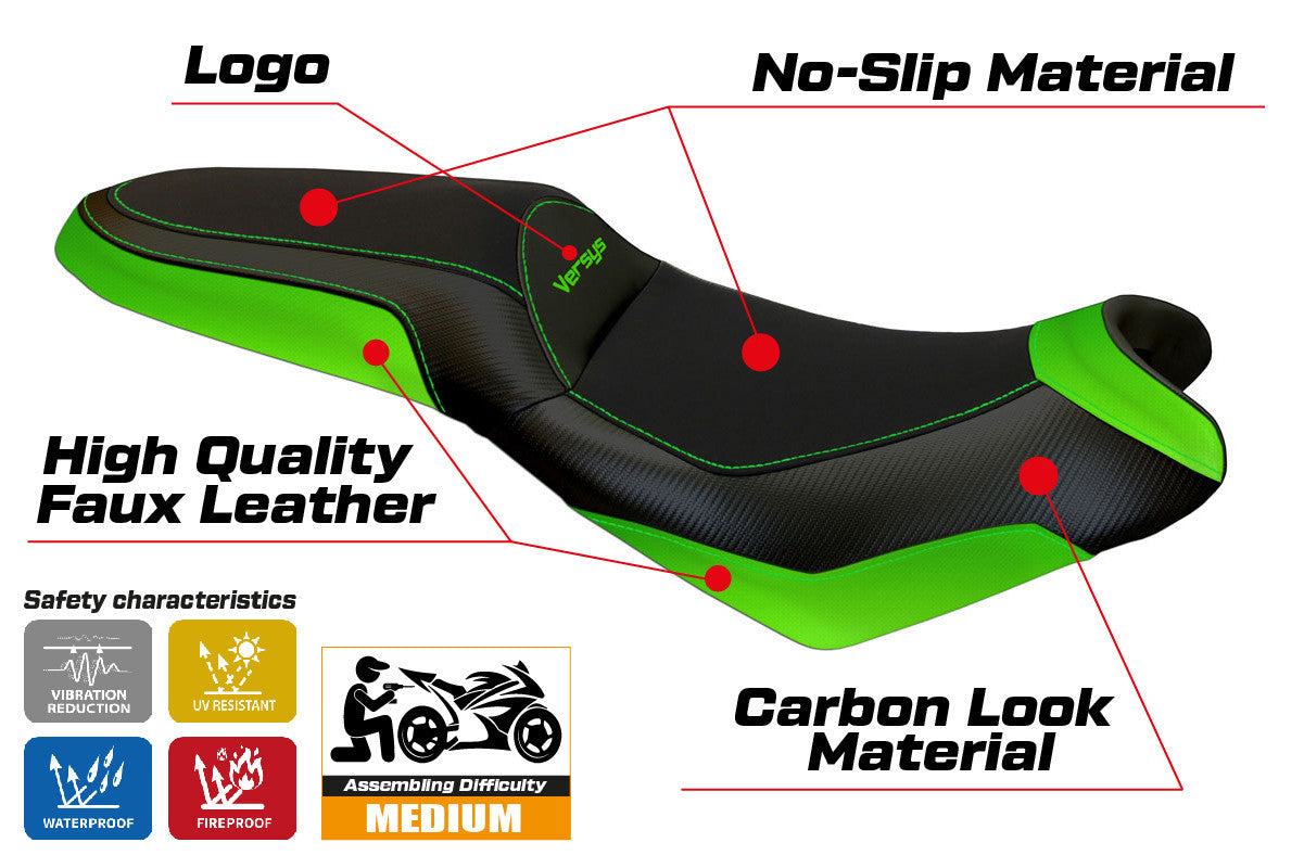 Seat cover compatible - Kawasaki Versys 650 2007-2025 - mod Elba 2