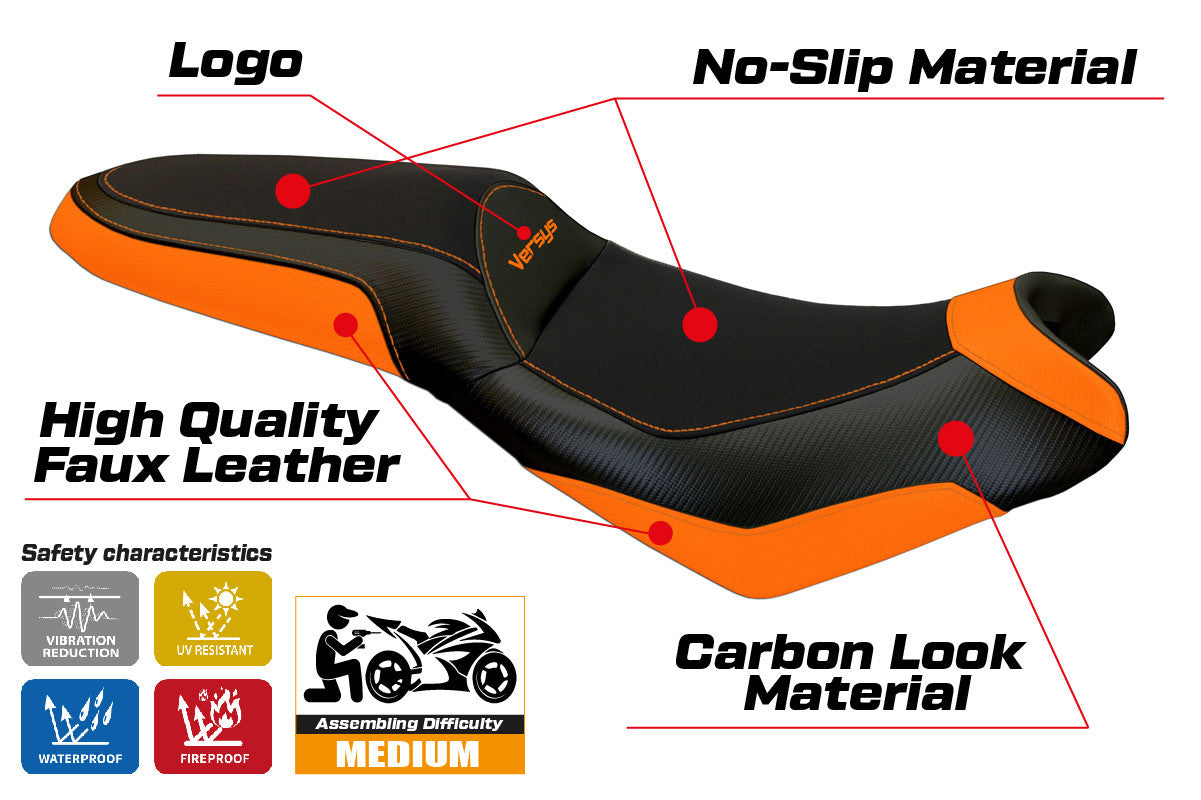 Seat cover compatible - Kawasaki Versys 650 2007-2025 - mod Elba 2