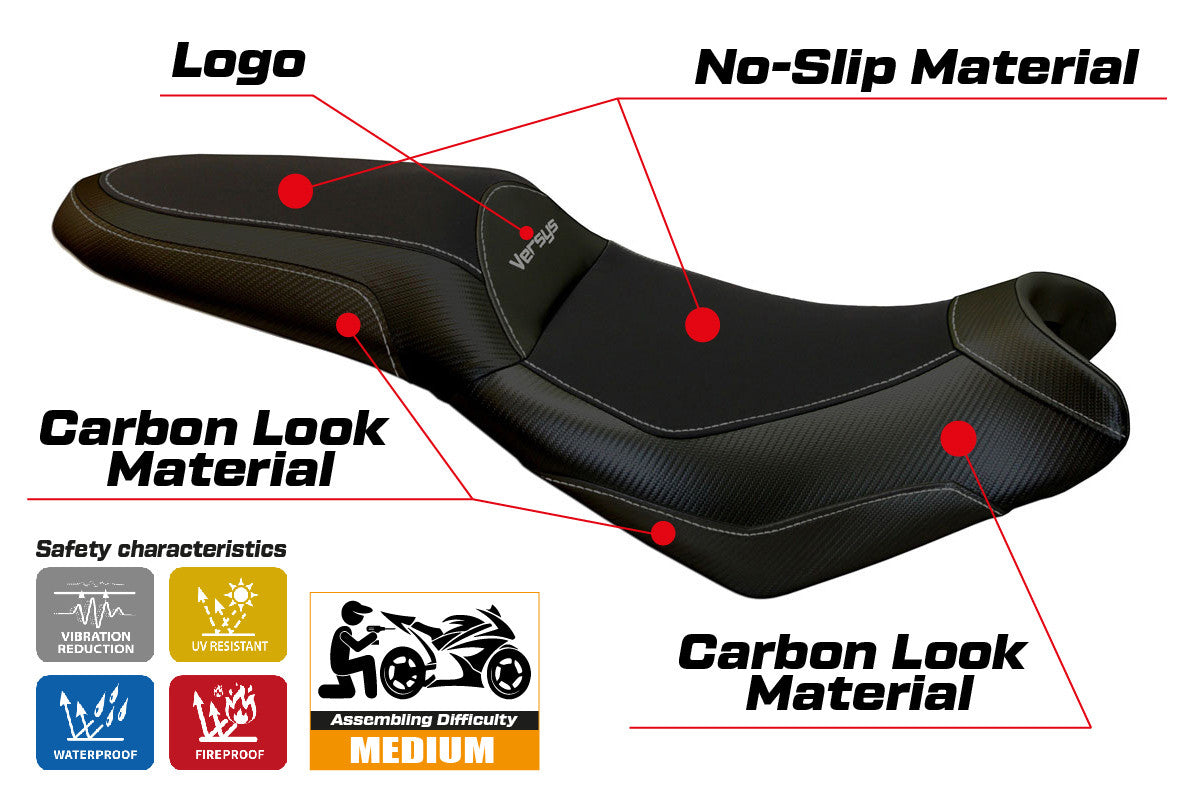 Seat cover compatible - Kawasaki Versys 650 2007-2025 - mod Elba Total Black