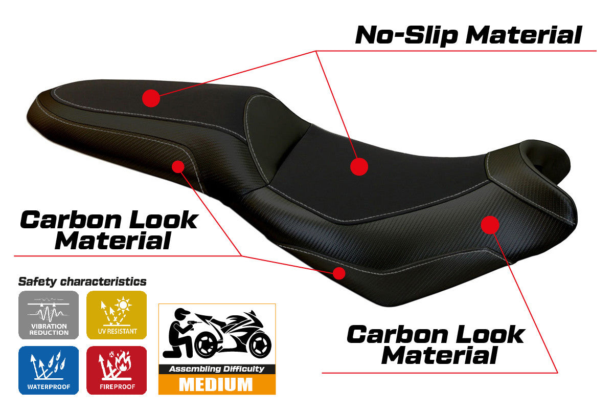 Seat cover compatible - Kawasaki Versys 650 2007-2025 - mod Elba Total Black