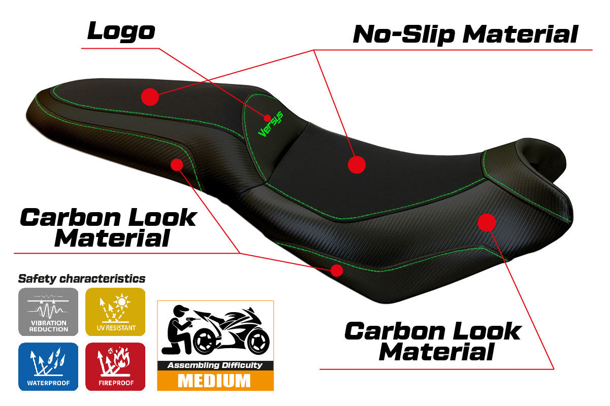Seat cover compatible - Kawasaki Versys 650 2007-2025 - mod Elba Total Black