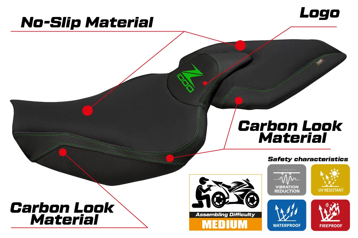 Seat cover compatible - Kawasaki Z 1000 2014 - 2021 - mod Mellby 1