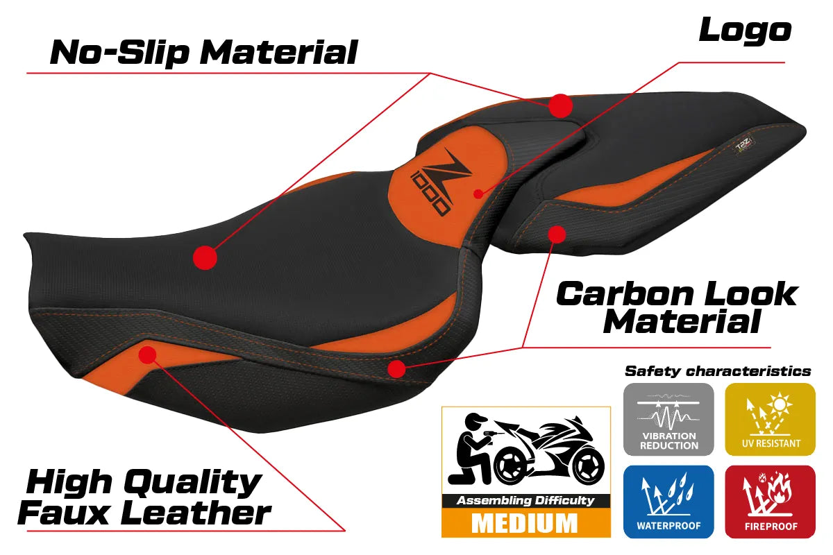Seat cover compatible - Kawasaki Z 1000 2014 - 2021 - mod Mellby 1