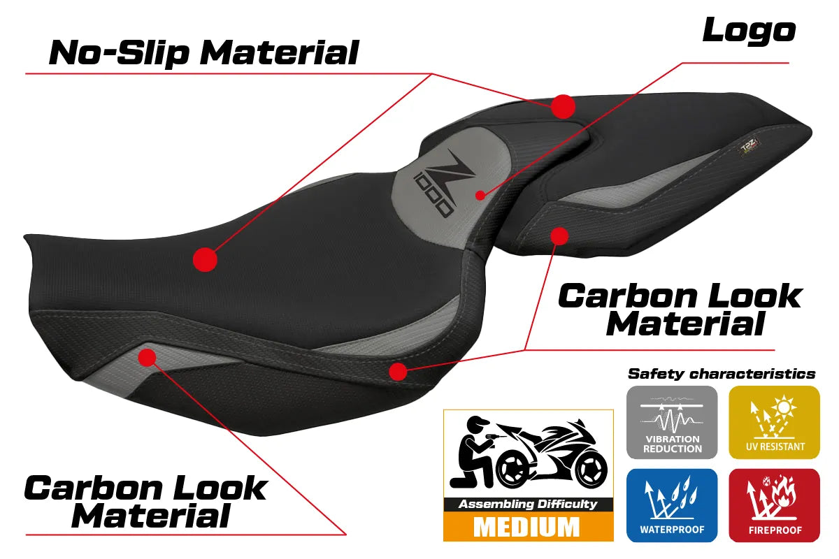 Seat cover compatible - Kawasaki Z 1000 2014 - 2021 - mod Mellby 1
