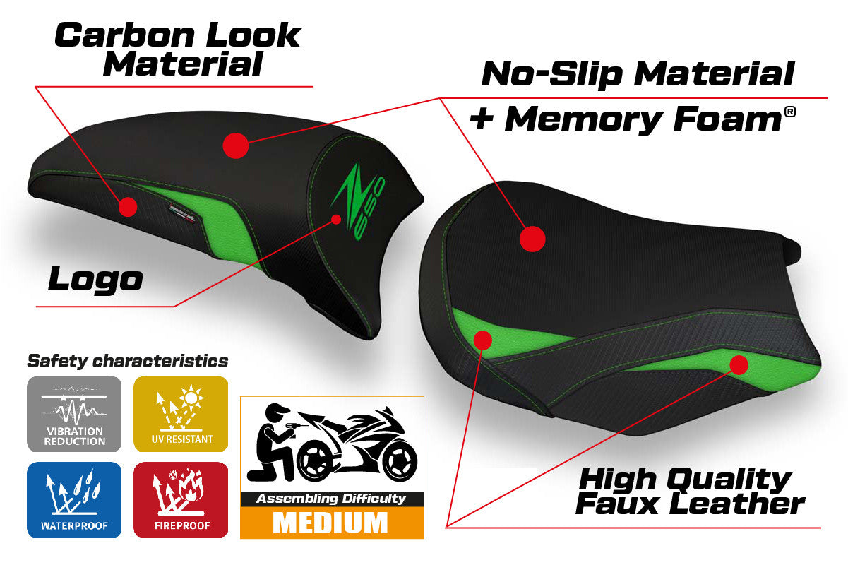 Seat cover compatible - Kawasaki Z 650 2017-2025 - mod Vergato 1 Comfort System