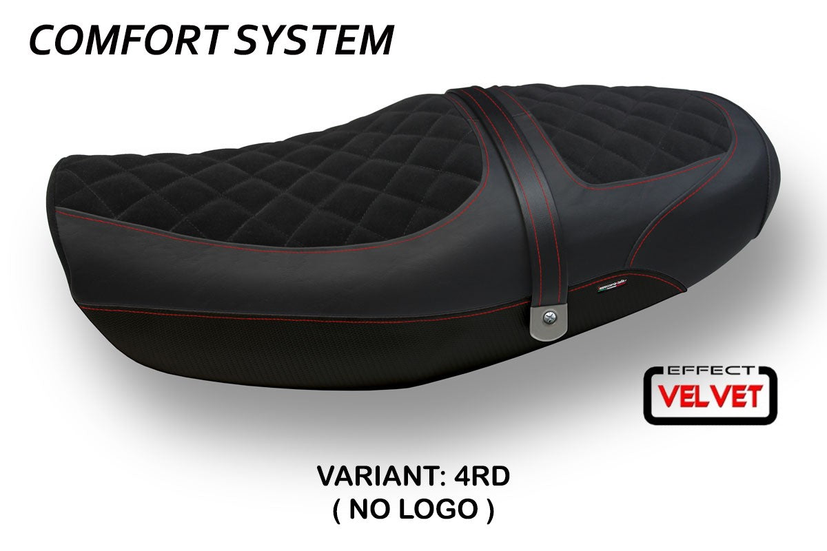 Seat cover compatible - Kawasaki Z 900 RS 2018-2025 - mod Natal Total Black Velvet Comfort System