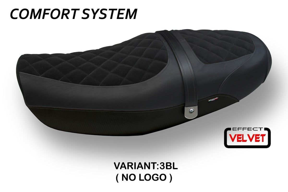 Seat cover compatible - Kawasaki Z 900 RS 2018-2025 - mod Natal Total Black Velvet Comfort System