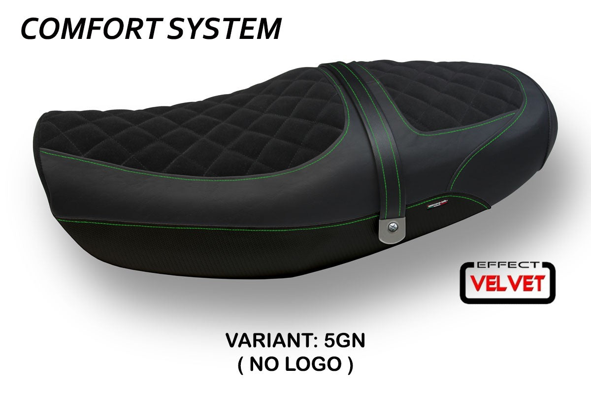 Seat cover compatible - Kawasaki Z 900 RS 2018-2025 - mod Natal Total Black Velvet Comfort System