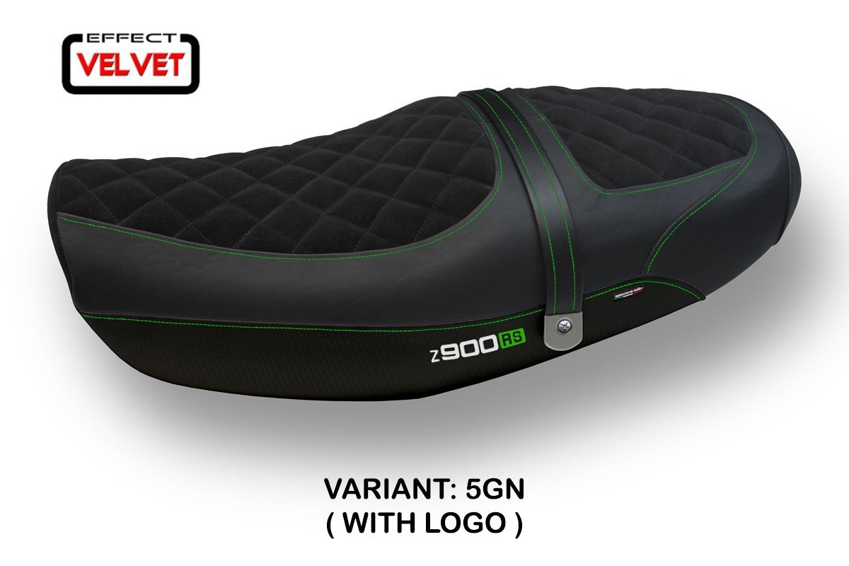 Seat cover compatible - Kawasaki Z 900 RS 2018-2025 - mod Natal Total Black Velvet
