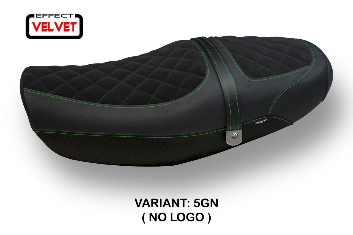Seat cover compatible - Kawasaki Z 900 RS 2018-2025 - mod Natal Total Black Velvet