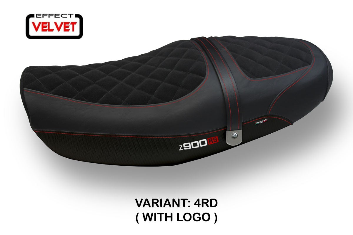 Seat cover compatible - Kawasaki Z 900 RS 2018-2025 - mod Natal Total Black Velvet