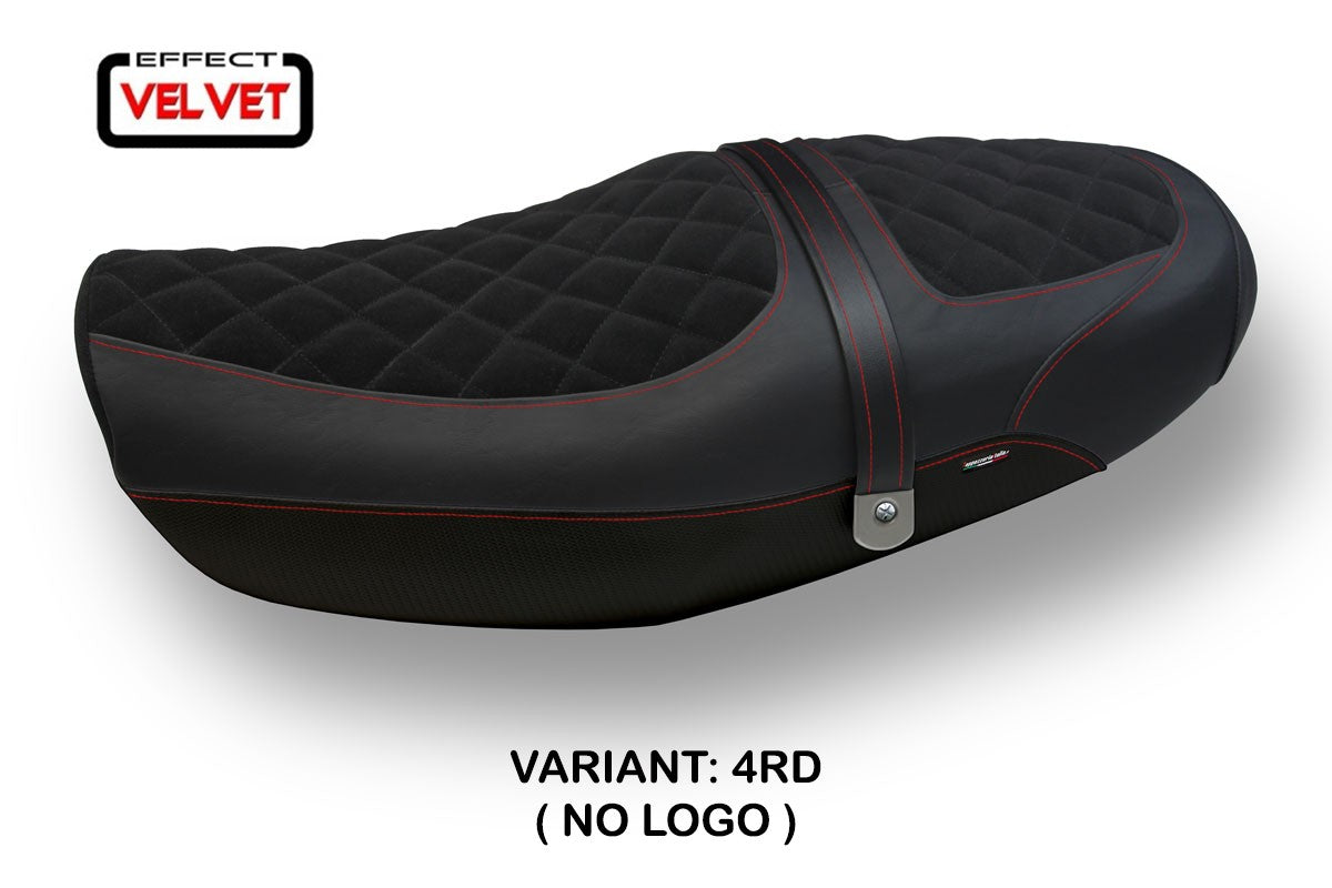 Seat cover compatible - Kawasaki Z 900 RS 2018-2025 - mod Natal Total Black Velvet