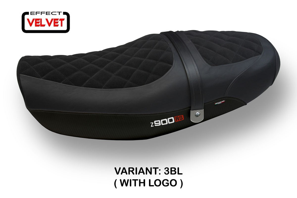 Seat cover compatible - Kawasaki Z 900 RS 2018-2025 - mod Natal Total Black Velvet