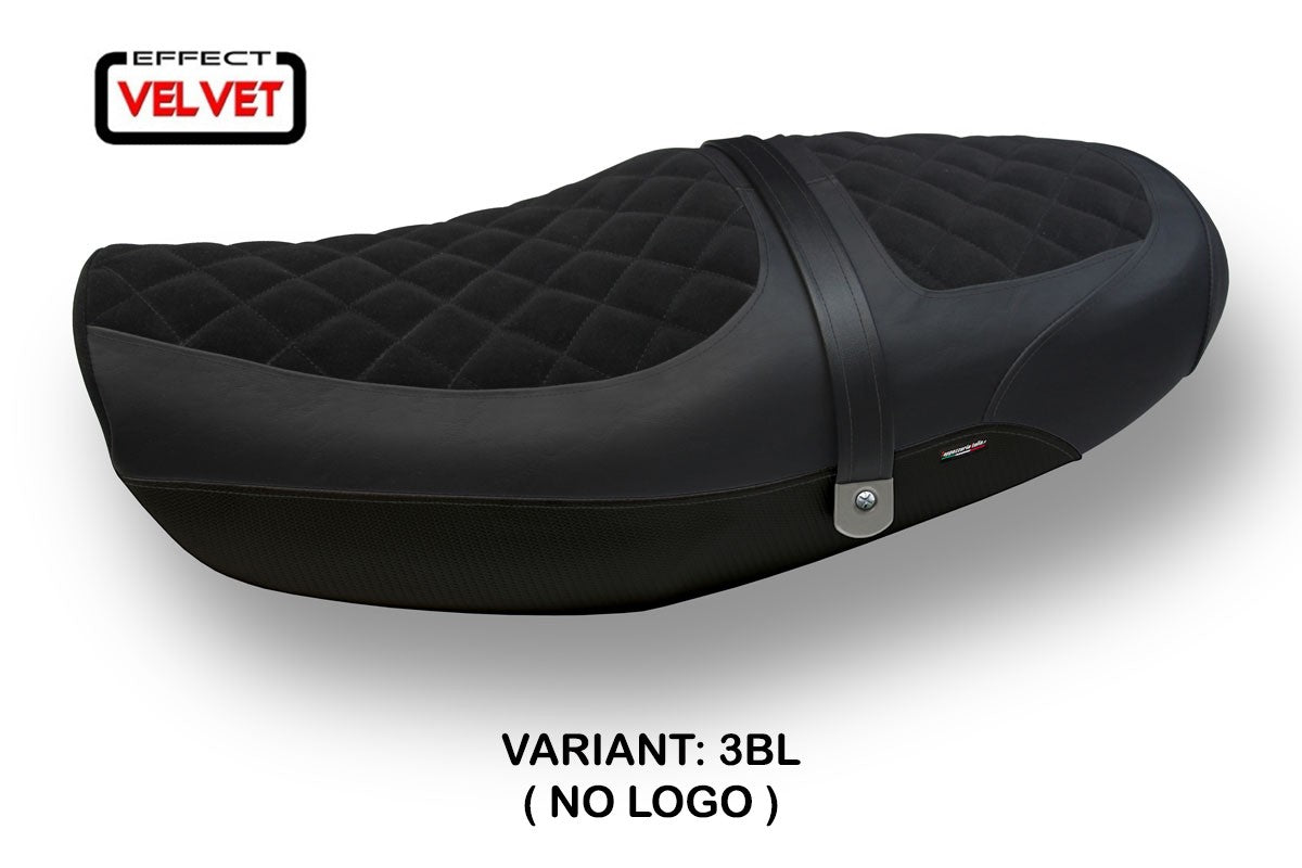 Seat cover compatible - Kawasaki Z 900 RS 2018-2025 - mod Natal Total Black Velvet