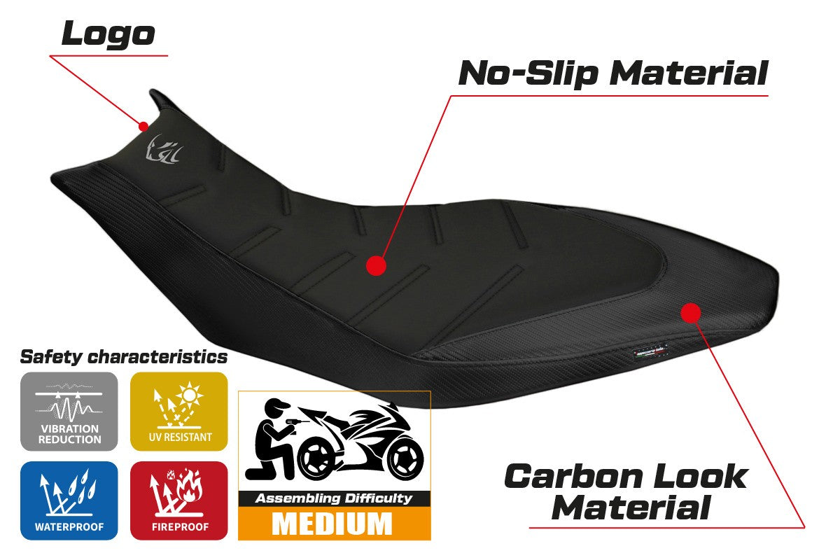 Seat cover compatible - Aprilia Dorsoduro 750 - 900 - 1200 2010-2020 - mod Trieste Ultragrip