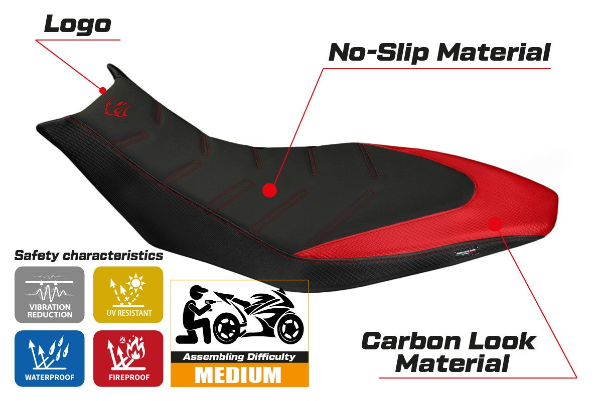Seat cover compatible - Aprilia Dorsoduro 750 - 900 - 1200 2010-2020 - mod Trieste Ultragrip