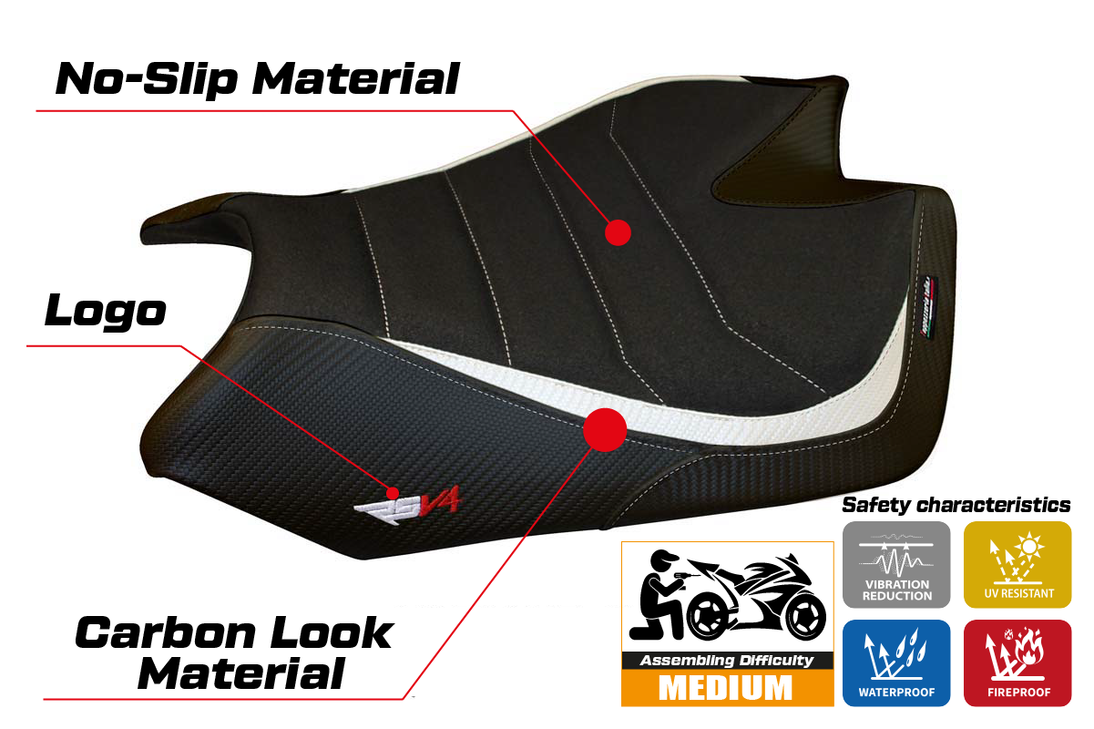 Seat cover compatible - Aprilia RSV4 2009-2020 - mod Barrie Ultragrip