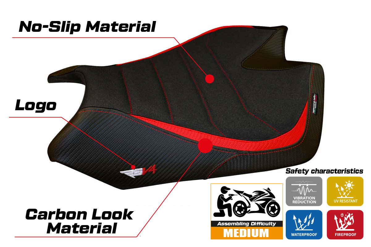 Seat cover compatible - Aprilia RSV4 2009-2020 - mod Barrie Ultragrip