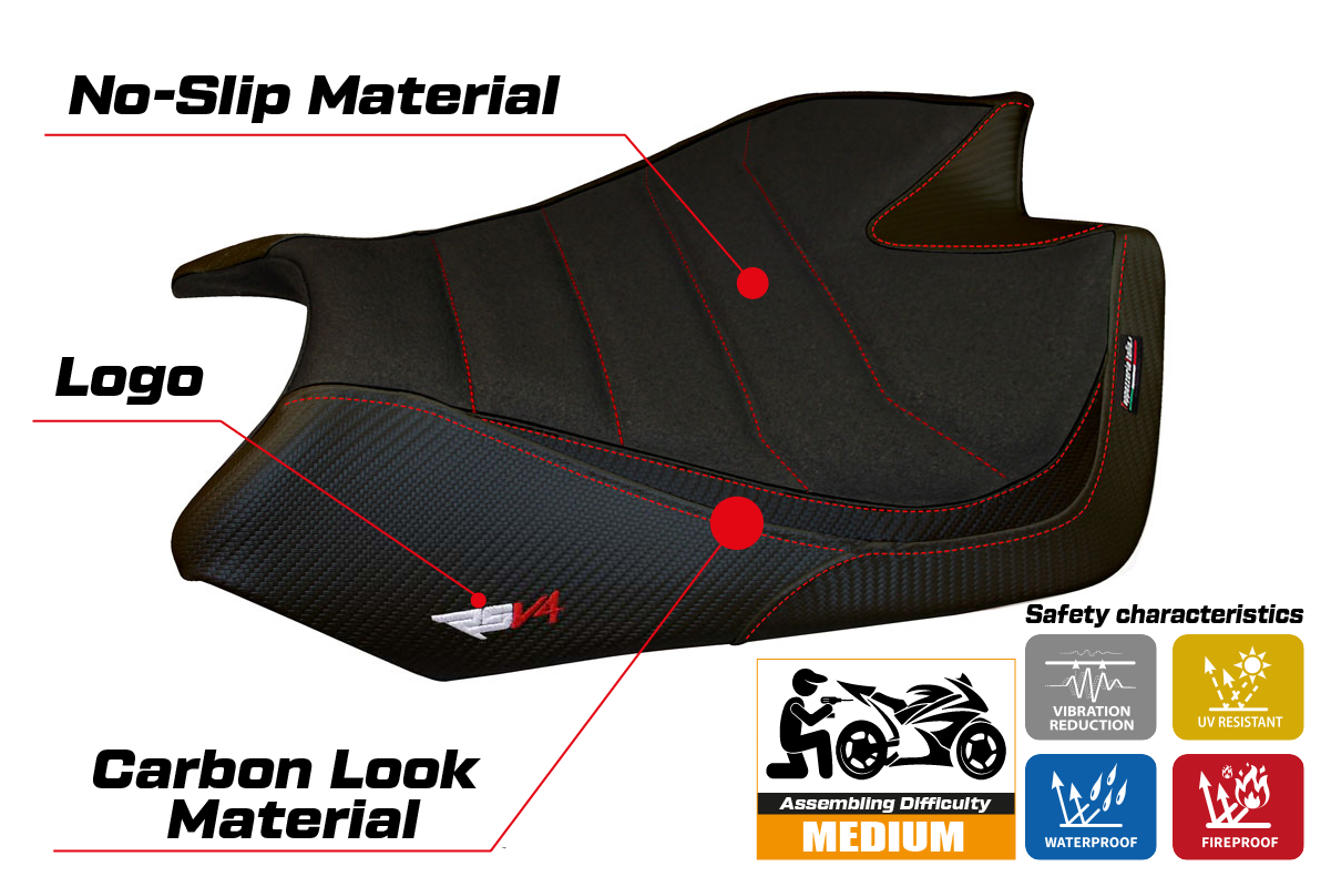 Seat cover compatible - Aprilia RSV4 2009-2020 - mod Barrie Ultragrip